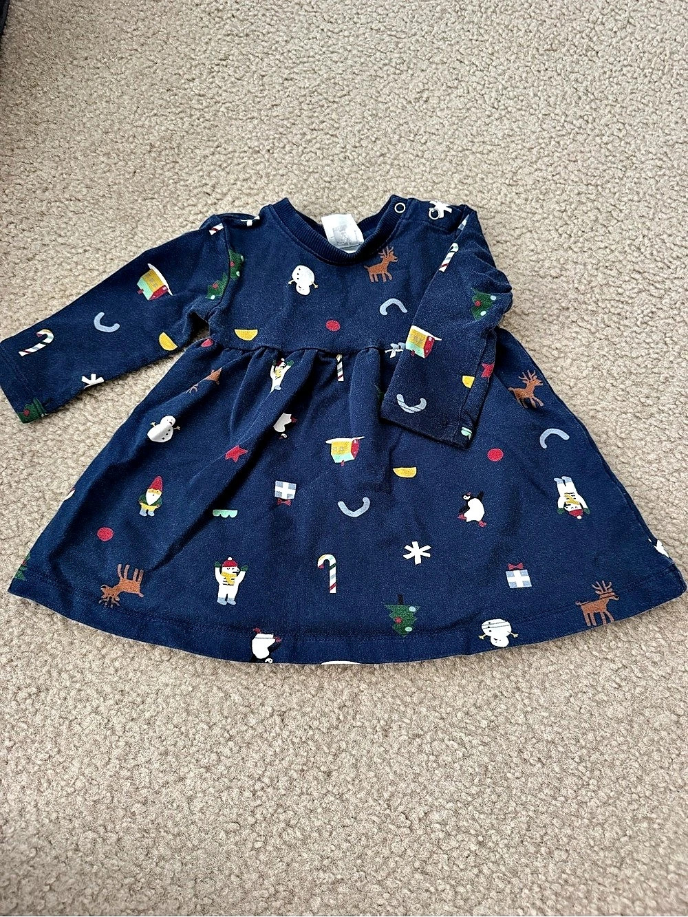 Hanna Andersson Printed Baby Dress Blue Baby 6-12M